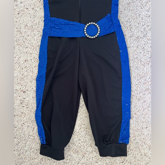 2 pc. Set Jumpsuit + Bandeau Belted Sequin Dance Costume Zip Front Children’s L - Picture 5 of 14